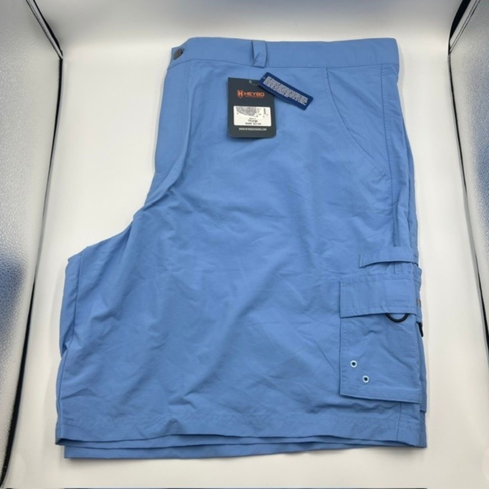 NWT $58 HEYBO Outdoor Mens Blue Flats Cargo Shorts XXXL 50" Waist with 9" Inseam